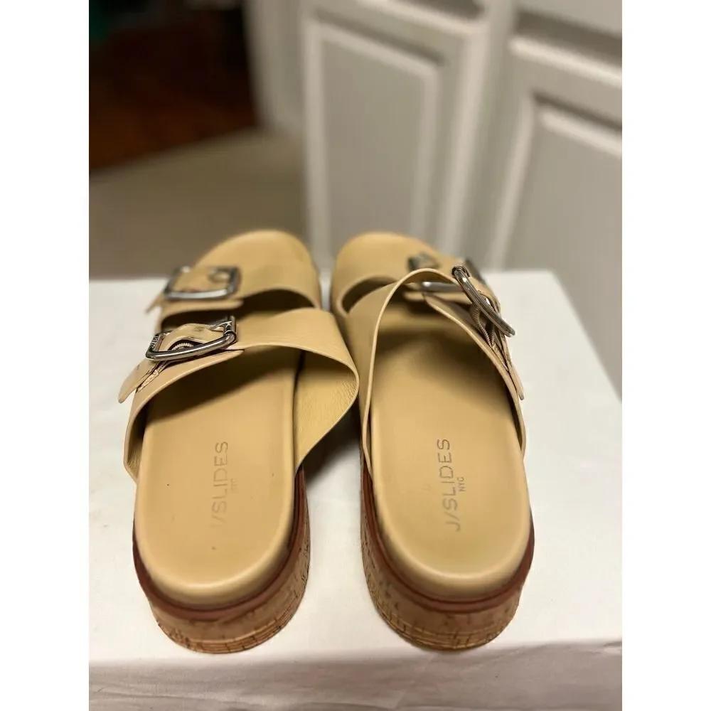 J/Slides NYC BELINDA Sand Leather Sandals MSRP: $169.00